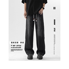 美式工装牛仔裤男夏季高街潮牌宽松阔腿直筒休闲长裤TA8886-P43，男装牛仔裤，星座208-5