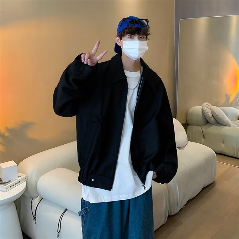 机车风外套男秋季潮牌痞帅潮流高街嘻哈宽松慵懒bf风衣夹克WK32,男装夹克,星座1116A-1（原606A）