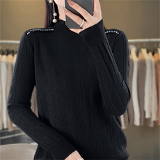 时尚女装红色半高领毛衣修身显瘦百搭针织衫，女装针织衫/毛衣，暖姿羊绒