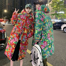 A5长款棉衣外套东北大花风汉服男女宽松保暖防寒连帽棉袄情侣，男装棉衣，星座115A(原星座507）
