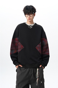 8XL-M 春秋季圆领拼接撞色民族风卫衣男新款潮牌上衣服WY005P58图片