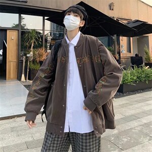 港风男夹克青少年立领长袖双层夹克J12P55图片