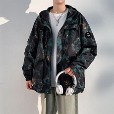 春秋户外冲锋衣男女同款防风防水连帽工装外套登山服夹克2481-P75，男装夹克，星座1403A