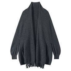 2025年秋季长袖单件宽松型时尚百搭羊绒开衫披肩，女装针织衫/毛衣，美够羊绒