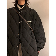 W8206特P85控138菱形格压棉棒球服宽松加厚外套棉服棉衣情侣，男装棉衣，电商B205