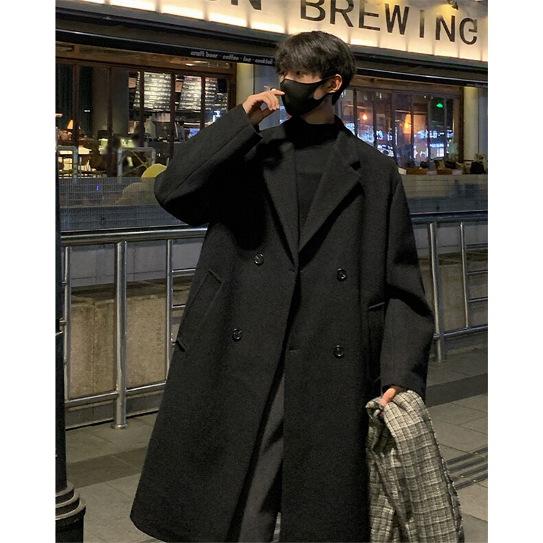 秋冬新款D5567-TP115168中长款休闲宽松翻领毛呢大衣外套男，男装毛呢大衣，电商A102