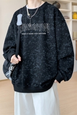 已注册/华棉内景秋冬扎染宽松圆领卫衣男大码WY00730/P35加绒P45，男装卫衣，电商B316