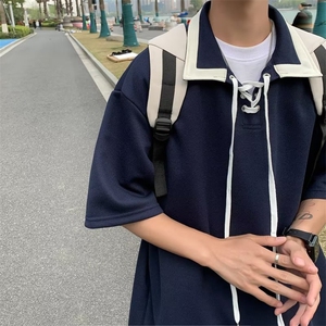 POLO衫男韩版潮流拼色个性高街帅气2023夏季ins宽松外套WB084-P34