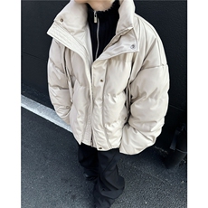 美式解构PU皮立领棉服外套男冬潮牌保暖羽绒面包服棉衣MF315-P113，男装棉衣，星座412-2