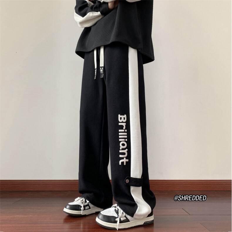 华夫格字母印花宽松潮流休闲裤宽松长裤B315-K23491-p60控78,男装休闲裤,电商B315