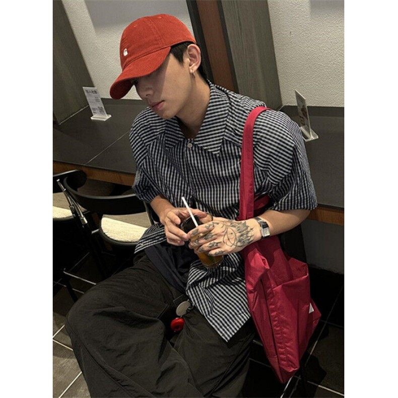 复古格纹短袖衬衫男夏季宽松休闲格子衬衣翻领半袖上衣C2276,男装T恤,星座1116A（原606A-3）