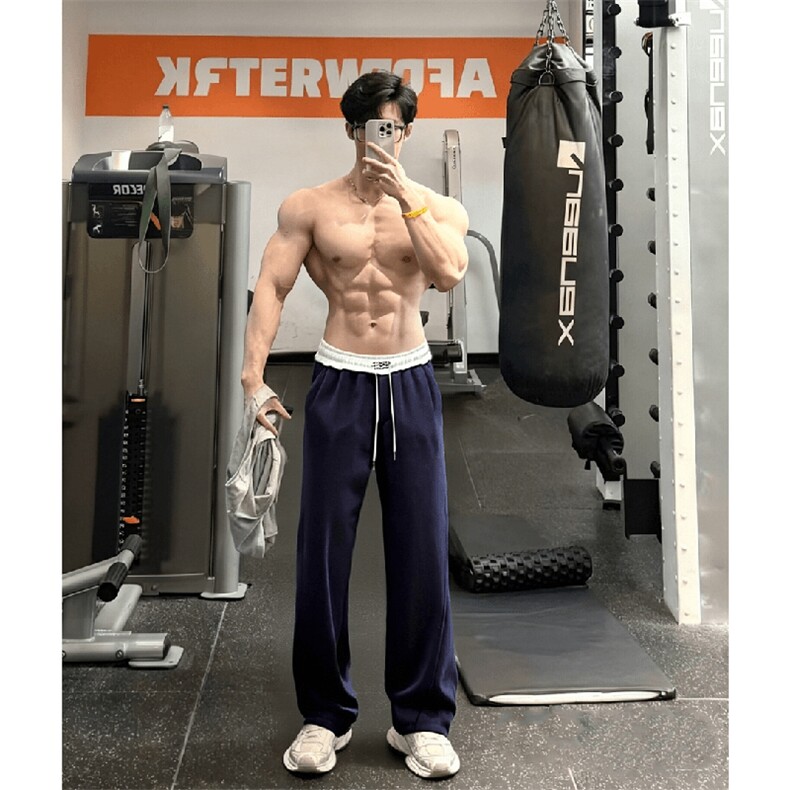 美式高街潮牌男女运动休闲裤直筒宽松卫裤慵懒显瘦休闲长裤子图片