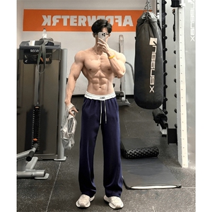 美式高街潮牌男女运动休闲裤直筒宽松卫裤慵懒显瘦休闲长裤子图片