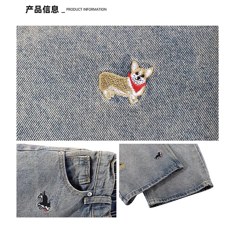 1506/QG6300/P46卡通美式复古做旧牛仔裤男休闲百搭直筒长裤潮,男装牛仔裤,星座1506