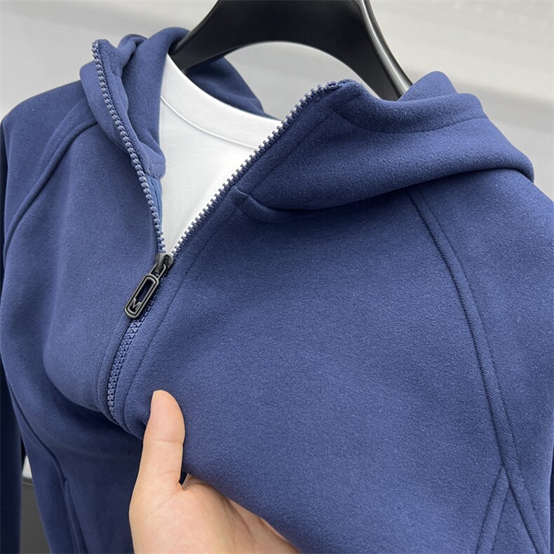 男士春秋冬季新款连帽保暖衣高品质羊毛拉链开衫双面磨毛外套图片