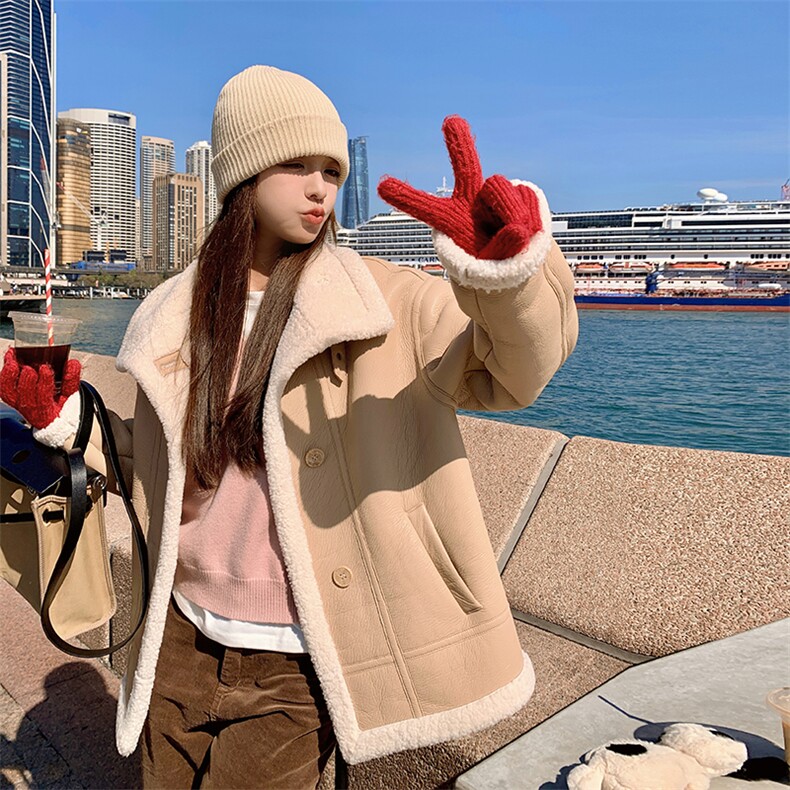 2023年冬季皮毛一体羊羔毛皮衣B190-82508-P215-K318，女装羊羔毛/颗粒绒，一九零