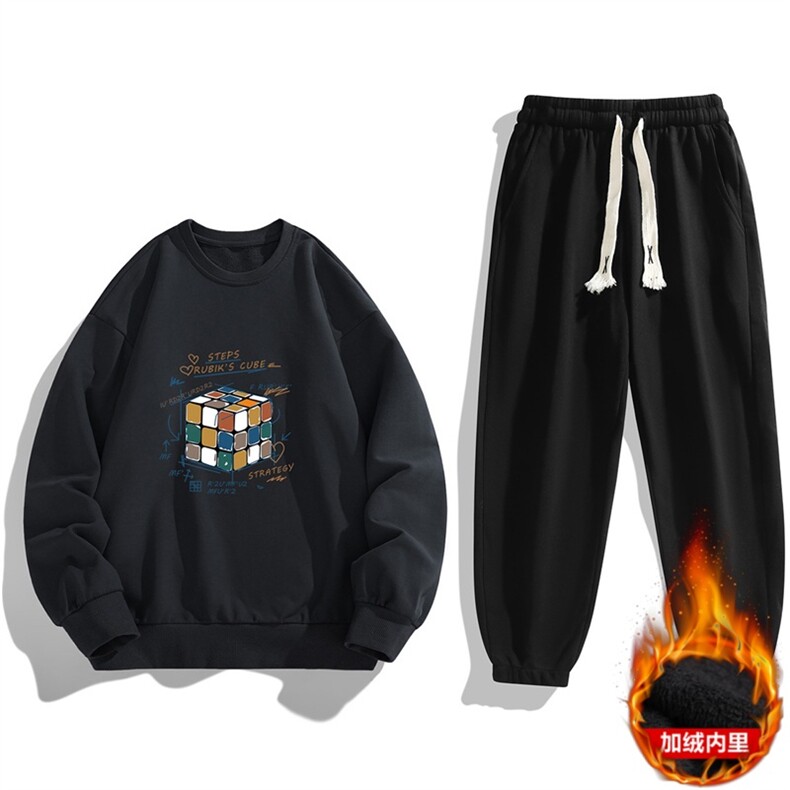 外贸大码2025冬装新款男士青年潮牌印花圆领卫衣套装JR8128-P37,男装卫衣,星座1816-2（原1210–2）