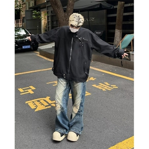 高街夹克男士韩版潮流拉链口袋个性帅气2024秋冬ins外套W6163-P75图片