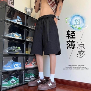 特批P21无差价25夏季泡泡纱可调节腰带大码高街痞帅短裤男DK5861图片