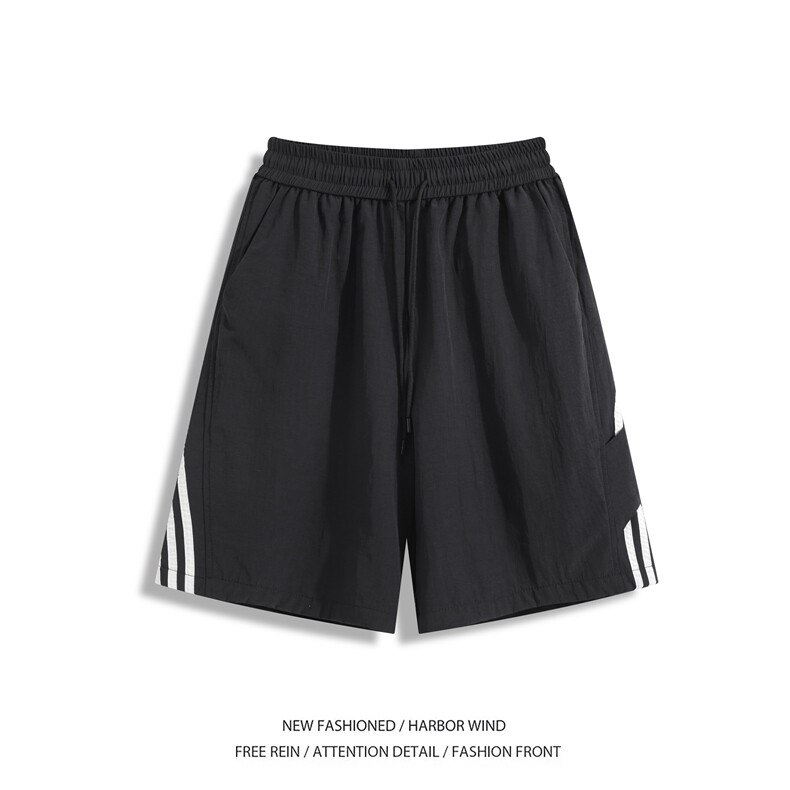 抖音品质夏季新款美式条纹宽松休闲五分裤B315-K25791-特p25控48,男装休闲裤,电商B315