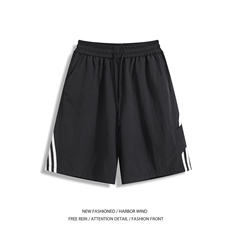 抖音品质夏季新款美式条纹宽松休闲五分裤B315-K25791-特p25控48，男装休闲裤，电商B315
