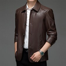 BH901钱塘2020-2中年男士冬季厚款加绒休闲百搭皮衣夹克P195，男装皮衣，钱塘207-2