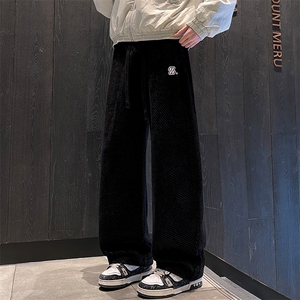 秋冬季裤子男士2025新款宽松直筒美式提花弯刀休闲长裤Z2601-P45图片
