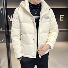 男士连帽亮面羽绒服店主风冬季新款时尚休闲外套8072-P195，男装羽绒服，电商A413