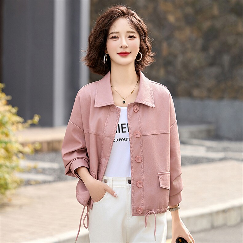 高级感皮衣女外套短款春秋季新款小个子宽松休闲气质百搭夹克上衣,女装皮衣,臻衣坊