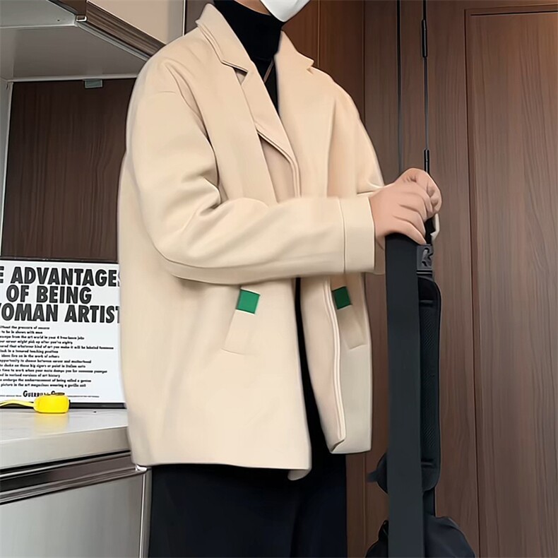 N6138/P85冬款西服双排扣毛呢大衣男宽松大码呢料夹克外套呢子,男装夹克,电商A141