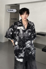 山水印象泼墨三排纽扣设计简约百搭男士衬衫A071-C54-P38，男装衬衫，电商A071