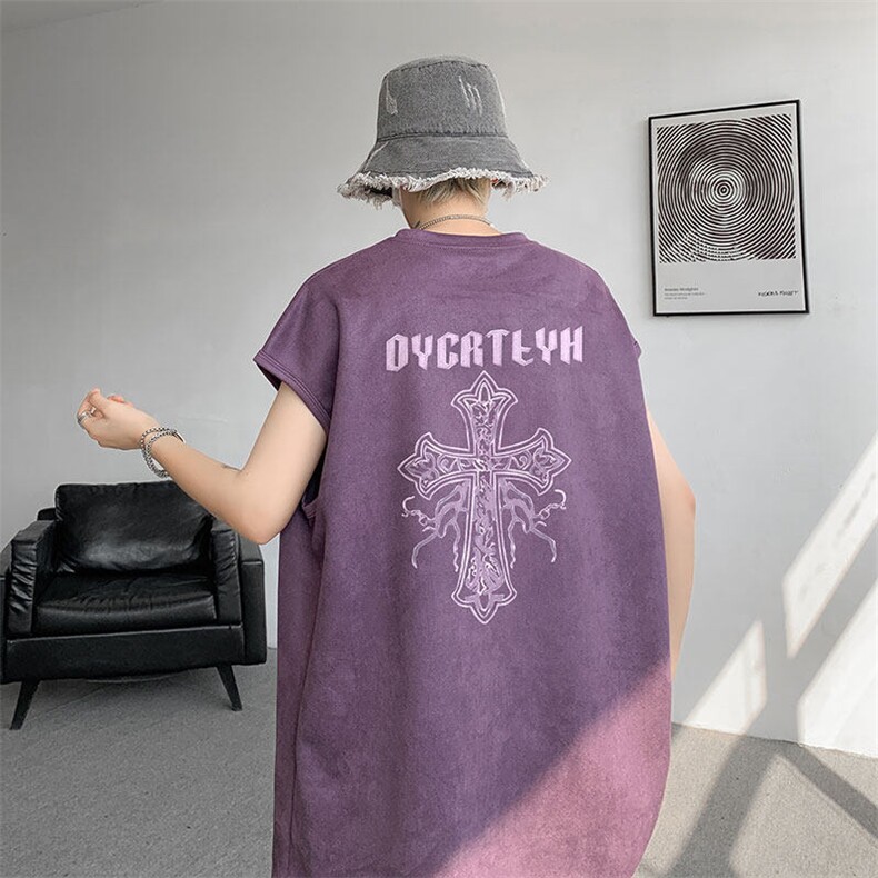 无袖背心男夏季新款港风宽松鹿皮绒圆领套头大码坎肩T9955-P25，男装背心/马甲，星座214-3