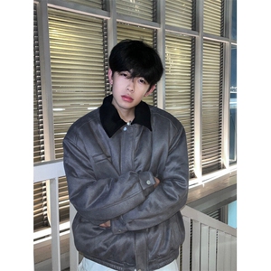 A455-P108 复古麂皮绒棒球棉服夹克棉服棉衣外套男女同款领子可拆图片