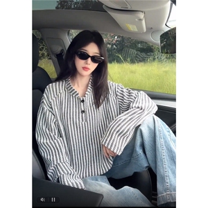 美式正肩亨利领卫衣男春秋季潮流鱼骨纹撞色条纹重磅打底内搭上衣图片