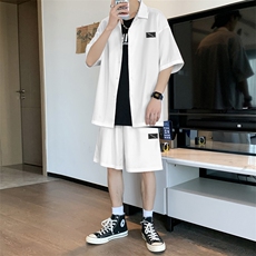布标运动套装男夏季新款短袖宽松五分裤休闲服潮流TZ005-特批60，男装休闲裤，星座718-1