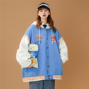 中性 春装衔接新款潮流宽松ins夹克棒球服情侣外套 G102 P75控98图片
