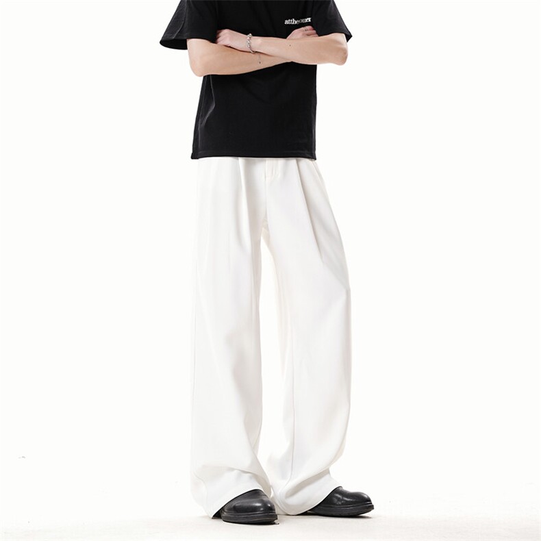 美式高级感褶皱西裤男cleanfit宽松冰丝阔腿垂感休闲裤XK463-P45,男装休闲裤,电商A178