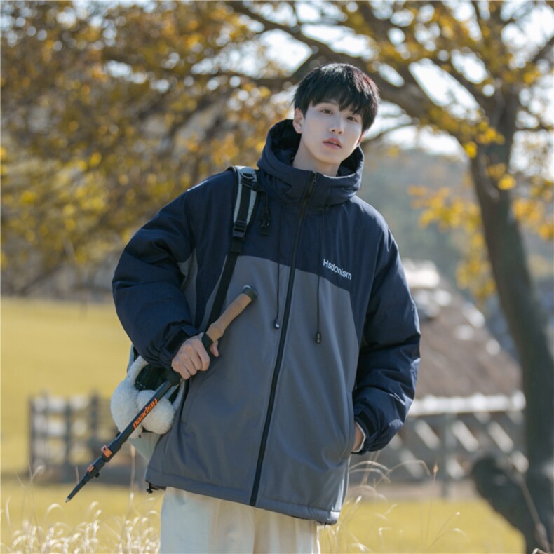 B225-W8434-P134-X168-拼接撞色连帽加厚棉服-材质聚酯纤维,男装棉衣,电商B225