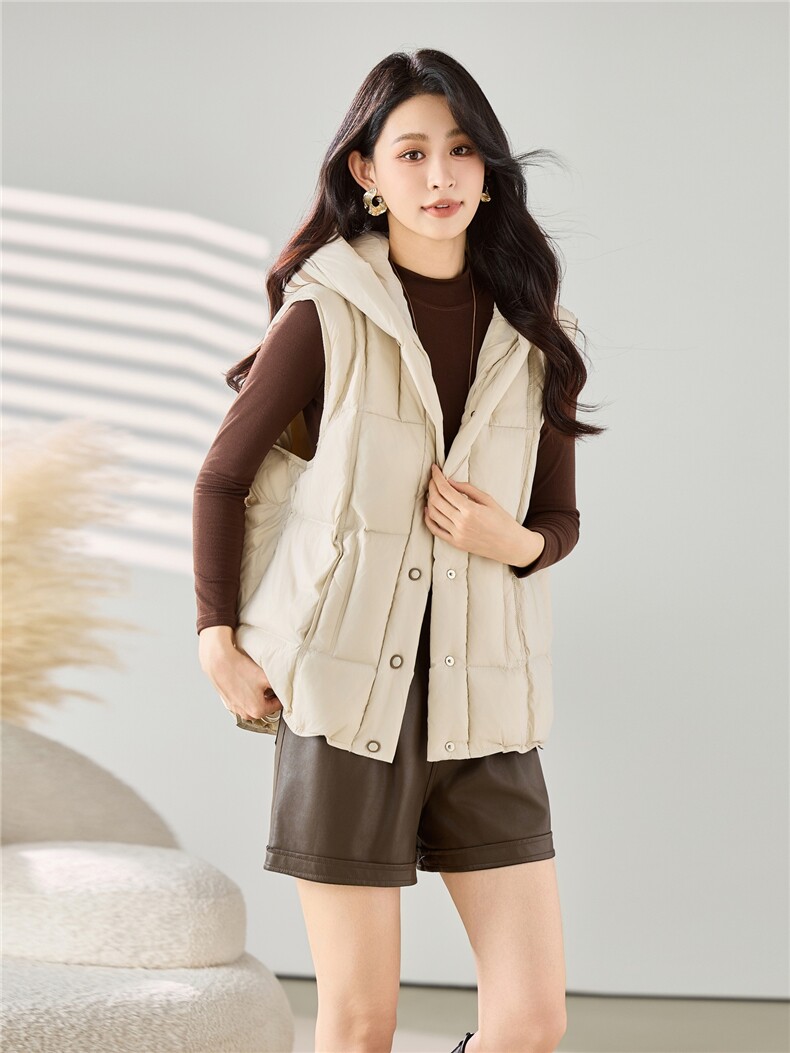 2025冬装新款连帽羽绒马甲,女装羽绒服,梦芯尔