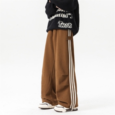 8XL-M奥粒绒加绒休闲裤男三条杠条纹运动裤宽松卫裤K9121P58控78，男装休闲裤，电商D206-1