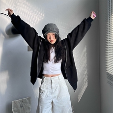 抖音得物高品质二开350克秋冬双头双拉链卫衣开衫外套W74，男装卫衣，电商A486