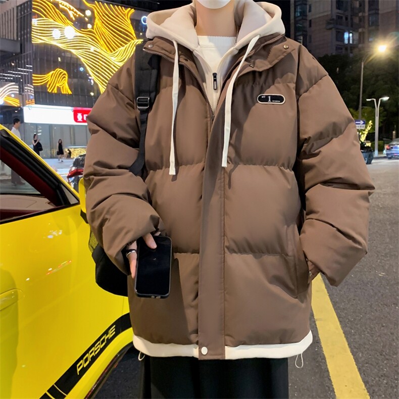 棉衣男冬季新款港风宽松假两件连帽棉服D9999-特P68,男装棉衣,星座214-3