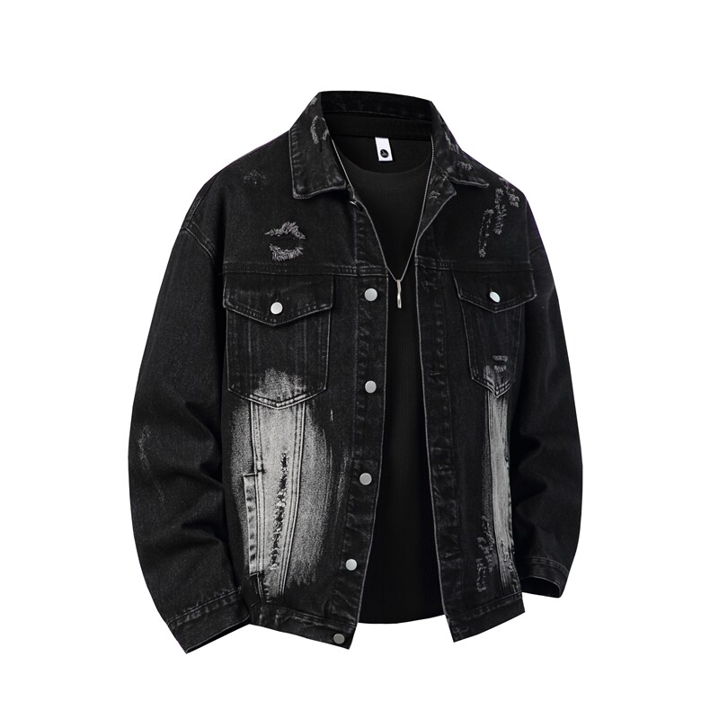 得物二开美式复古破洞牛仔外套高街水洗工装夹克上衣JK1297-P78，男装工装外套，星座1103-3