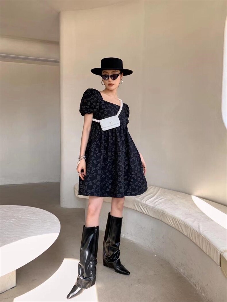 （现货）夏季新款泡泡袖立体印花连衣裙，女装连衣裙，AUDREY WANG