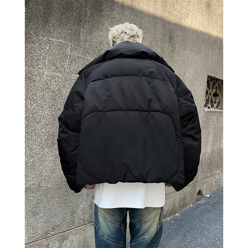 冬季假两件立领面包服棉衣潮牌设计感保暖金属纽扣棉衣,男装棉衣,星座410-6（原星座1304-1）