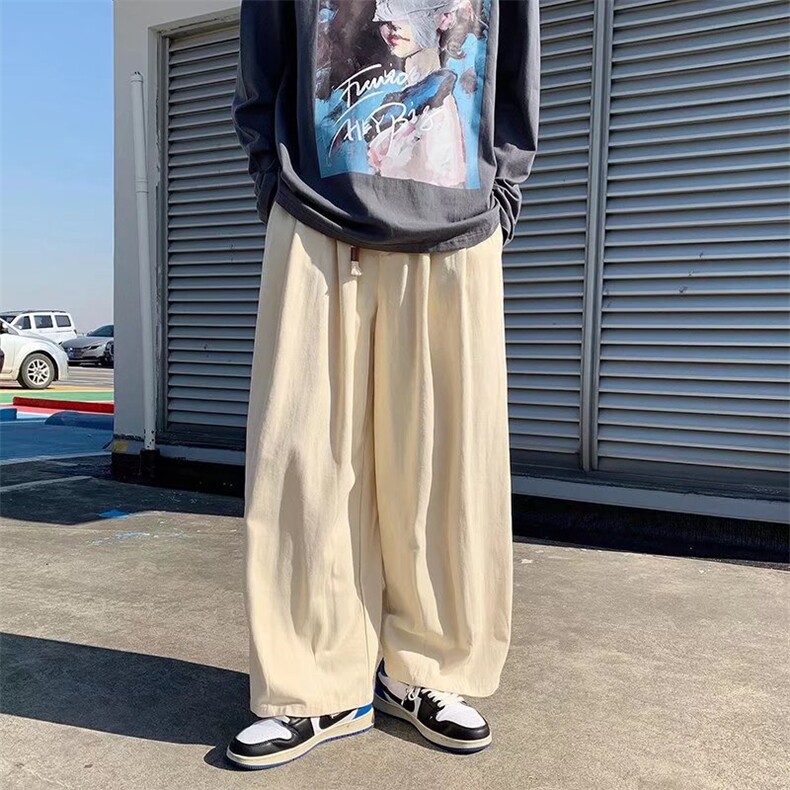 美式裤子男高街潮ins薄款直筒垂坠感中性休闲百搭阔腿裤GH86-P42图片