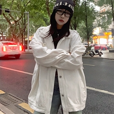白色牛仔外套女春季新款设计感小众炸街复古夹克上衣NZ023-85，男装工装外套，星座911-3