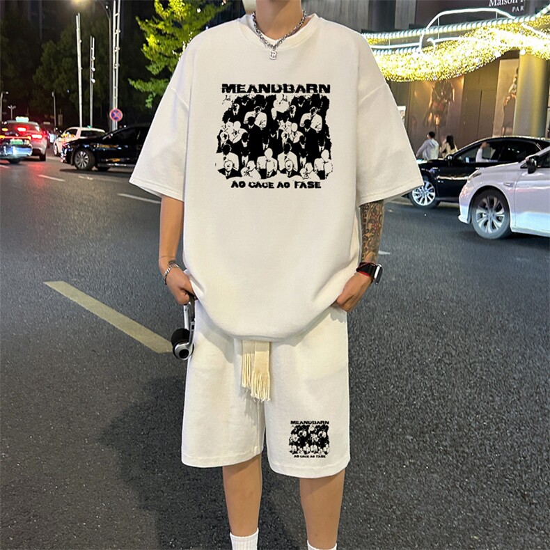 套装！华夫格套装短袖T恤短裤男TZ247-特P38,男装牛仔裤,电商B367