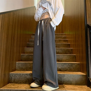8XL-M特大码秋季新款垂感休闲裤男宽松直筒裤男裤子拖地裤K937P40图片