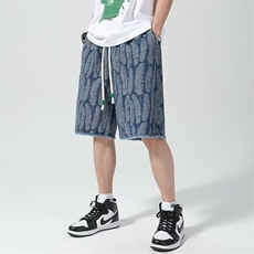 牛仔短裤男韩版潮流高街帅气提花2023夏季新款ins五分裤RK576-P40，男装牛仔裤，星座412-3